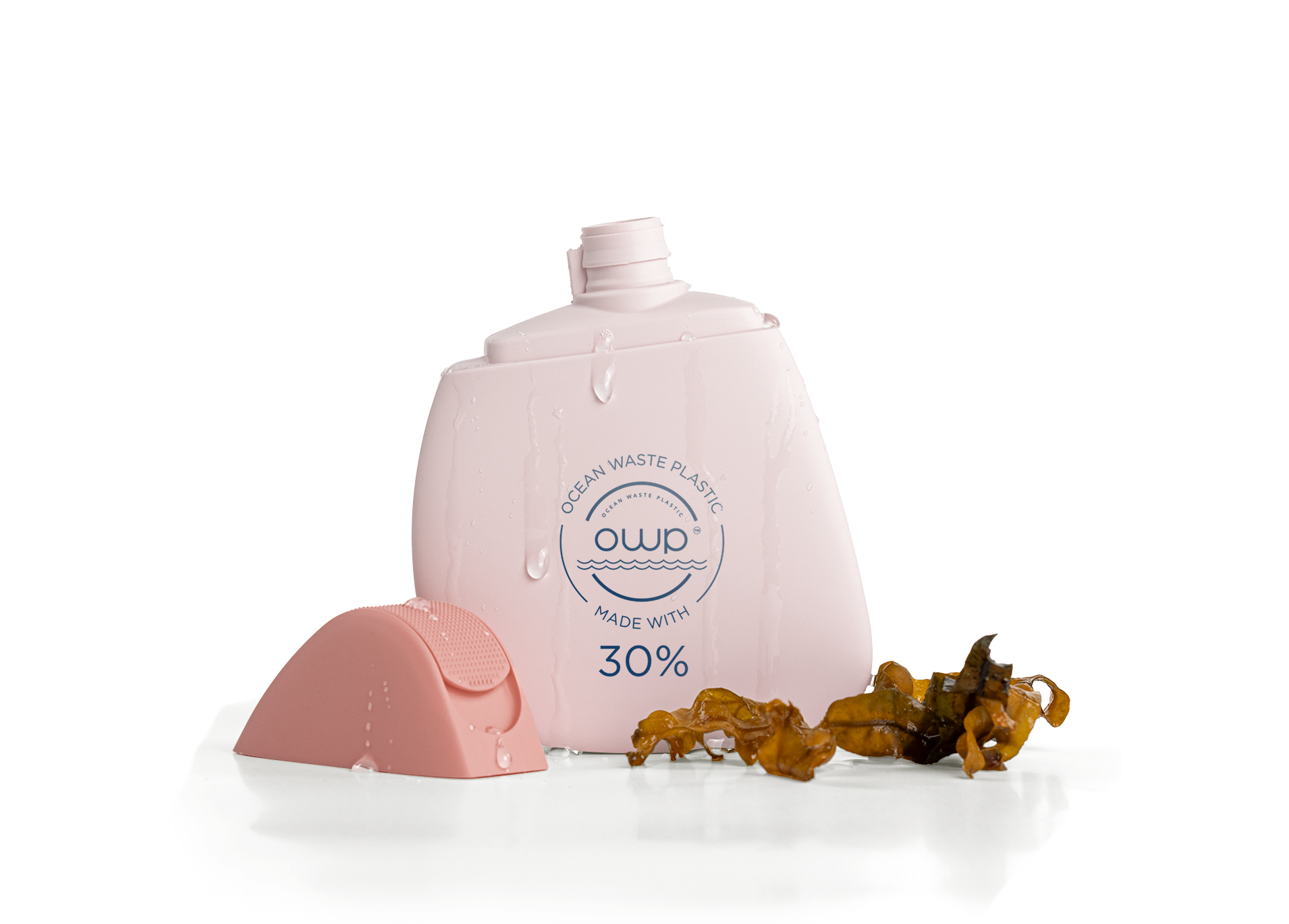 Pink bottle with the Made with OWP logo